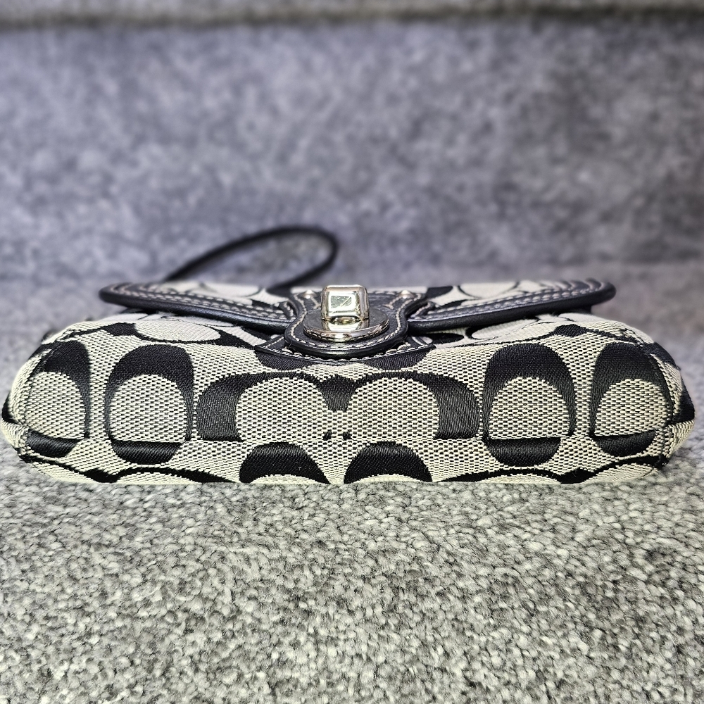 Coach Turn Lock Black and Gray Signature Wristlet - Picture 3 of 6
